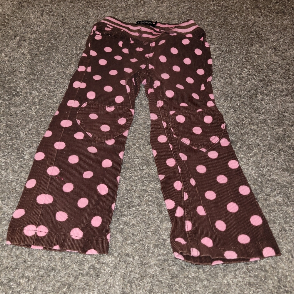Mini Boden * Toddler Corduroy Pants * Brown & Pink * Hearts * Size 4T *